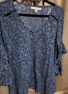 Lace ruffle sleeve shirt L